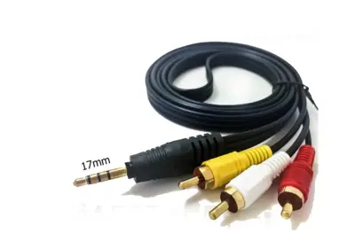 CABLE 3X RCA A JACK LARGO (17mm)  3.5MM AUDIO VIDEO