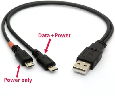 Cable divisor USB 2.0 a Macho doble Micro USB V2.0 25 cm - Imagen 2