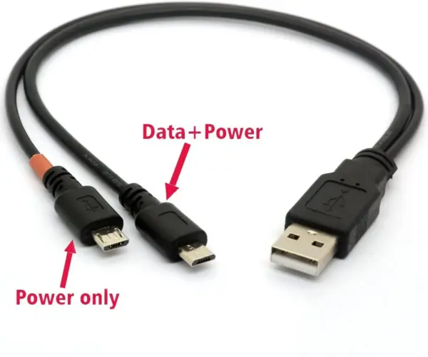 Cable divisor USB 2.0 a Macho doble Micro USB V2.0 25 cm - Imagen 2
