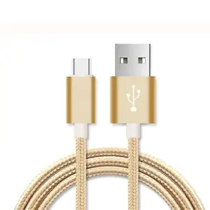 CABLE MICRO USB ALUMINIO TRENZADO 1m ORO NYLON
