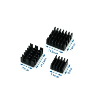 KIT 3 PIEZAS DISIPADOR TERMICO  RASPBERRY PI 4B color NEGRO anodizado con adhesivo