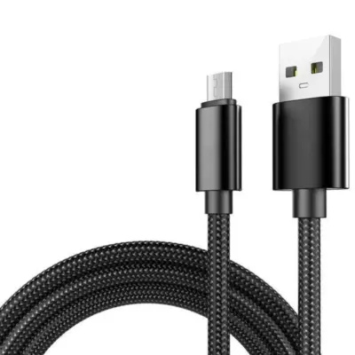CABLE MICRO USB ALUMINIO TRENZADO 1m NEGRO NYLON CARGA RAPIDA - Imagen 2
