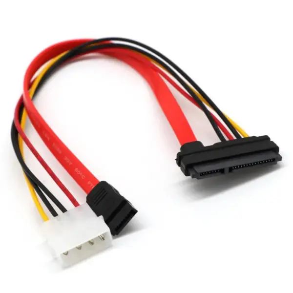 Cable Alimentacion SATA 15+7 Pin 22 pin Corriente/Datos a 4 pin Molex ATA IDE - Imagen 2