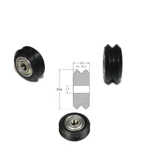 Polea Rueda tipo POM / V con rodamiento doble V para perfil aluminio V2020