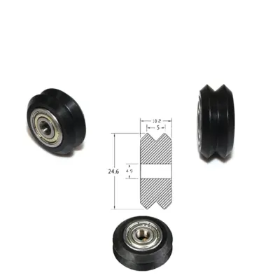 Polea Rueda tipo POM / V con rodamiento doble V para perfil aluminio V2020