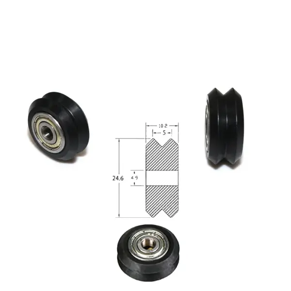 Polea Rueda tipo POM / V con rodamiento doble V para perfil aluminio V2020