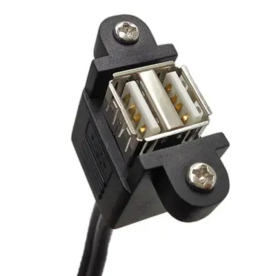 Cable de extension alargador Doble USB 2.0 macho a Doble USB hembra de montaje panel - Imagen 2