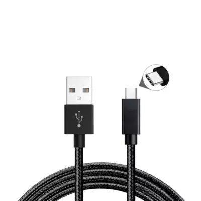 CABLE USB-C ALUMINIO TRENZADO NYLON  MOVIL TABLET TIPO C NEGRO 1m