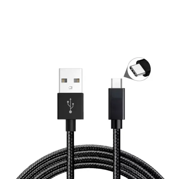 CABLE USB-C ALUMINIO TRENZADO NYLON  MOVIL TABLET TIPO C NEGRO 1m