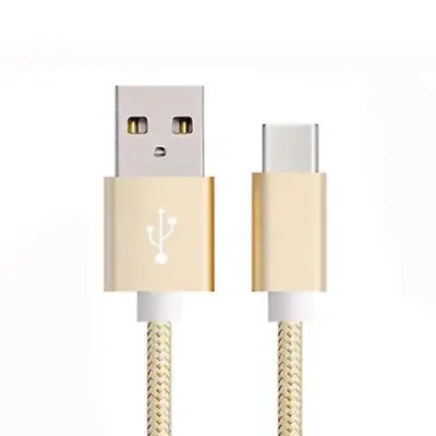 CABLE USB-C ALUMINIO TRENZADO NYLON  MOVIL TABLET TIPO C ORO 1m