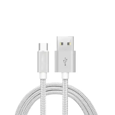 CABLE USB-C ALUMINIO TRENZADO NYLON  MOVIL TABLET TIPO C PLATA 1m