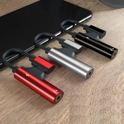 Adaptador USB-C 2 en 1 Tipo C a jack auriculares 3.5mm + carga PLATA