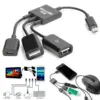 Cable Adaptador Micro USB Host HUB a 2 USB Hembra para Smartphone Tablet Android - Imagen 3