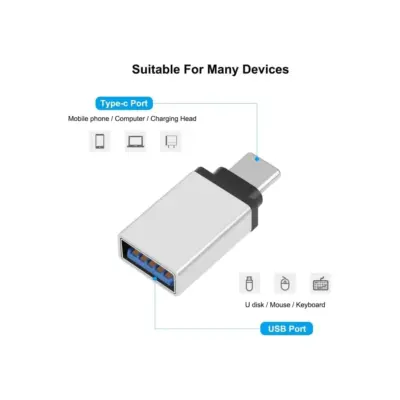 Adaptador USB 3.0 Hembra a Tipo C USB 3.1 Macho OTG PLATA - Imagen 3
