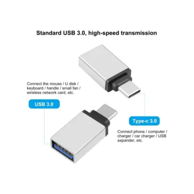 Adaptador USB 3.0 Hembra a Tipo C USB 3.1 Macho OTG PLATA - Imagen 5