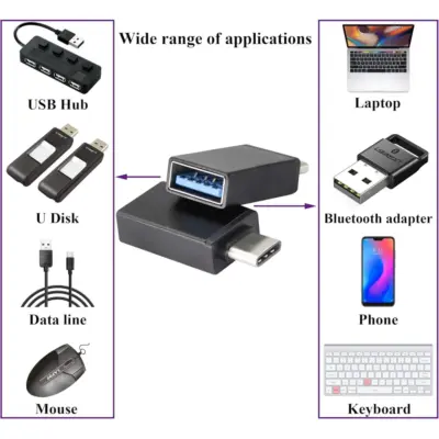 Adaptador USB 3.0 Hembra a Tipo C USB 3.1 Macho OTG NEGRO - Imagen 3