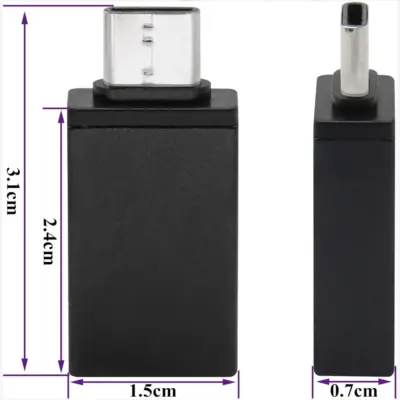 Adaptador USB 3.0 Hembra a Tipo C USB 3.1 Macho OTG NEGRO - Imagen 4