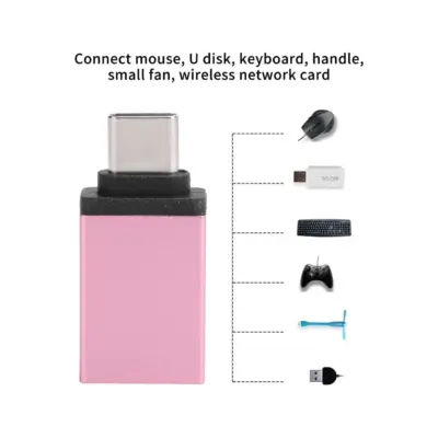 Adaptador USB 3.0 Hembra a Tipo C USB 3.1 Macho OTG ROSA - Imagen 3