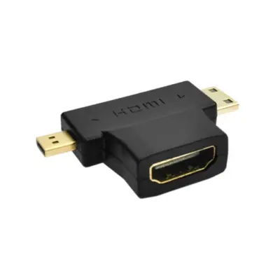 Conector Adaptador Convertidor 3 en 1 HDMI v1.4 hembra a mini y micro HDMI macho