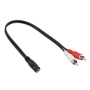 Cable Adaptador de Audio de Jack 3.5mm Hembra a 2 RCA Macho para TV Amplificador 40 cm