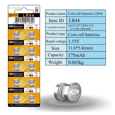 10x Pilas BOTON LR44 AG13 GP76A L1154 A76 V13GA - Imagen 4