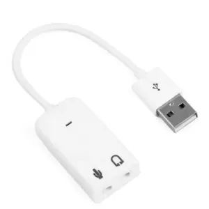Adaptador Tarjeta de Sonido USB 2.0 Audio Sound 7.1 Adapter Mini Jack Blanca