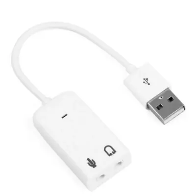 Adaptador Tarjeta de Sonido USB 2.0 Audio Sound 7.1 Adapter Mini Jack Blanca