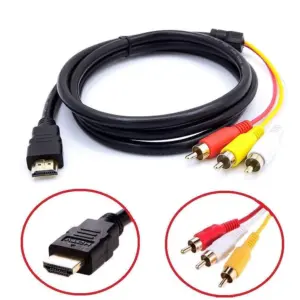 Cable 1080p HDMI Macho a 3RCA Adaptador Transmisión Salida Audio Video 1,5m REF2006