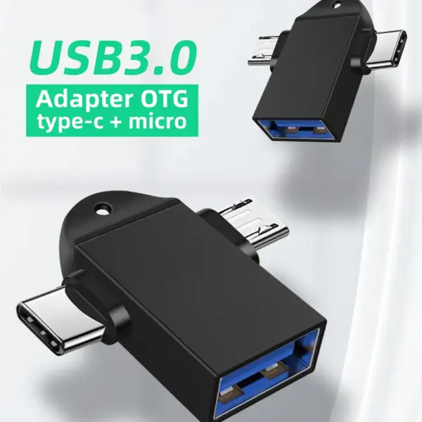 Adaptador OTG USB3.0 a TYPE-C + MicroUSB Android Transmisión de datos REF2008 - Imagen 2