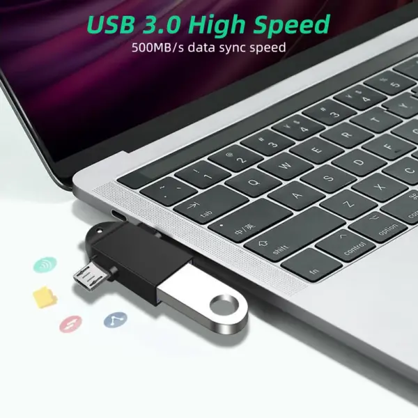 Adaptador OTG USB3.0 a TYPE-C + MicroUSB Android Transmisión de datos REF2008 - Imagen 3