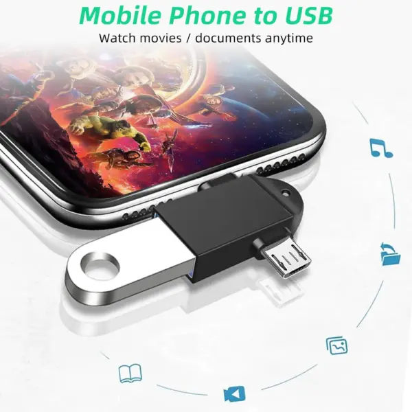 Adaptador OTG USB3.0 a TYPE-C + MicroUSB Android Transmisión de datos REF2008 - Imagen 5