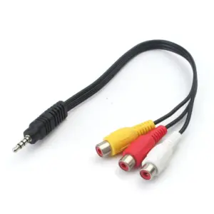 CABLE CONVERSOR DE AUDIO MINI AV MACHO 3.5MM A 3 RCA HEMBRA 30cm ESTEREO REF2016
