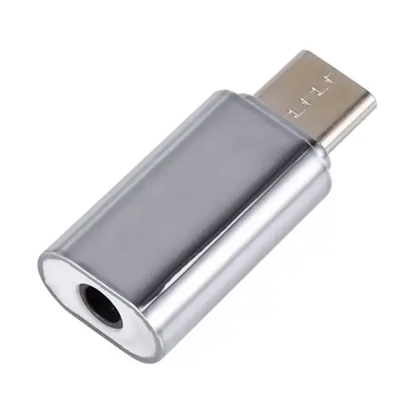 ADAPTADOR USB-C TIPO C 3.1 A JACK HEMBRA 3.5MM HUAWEI XIAOMI COLOR PLATA REF2057