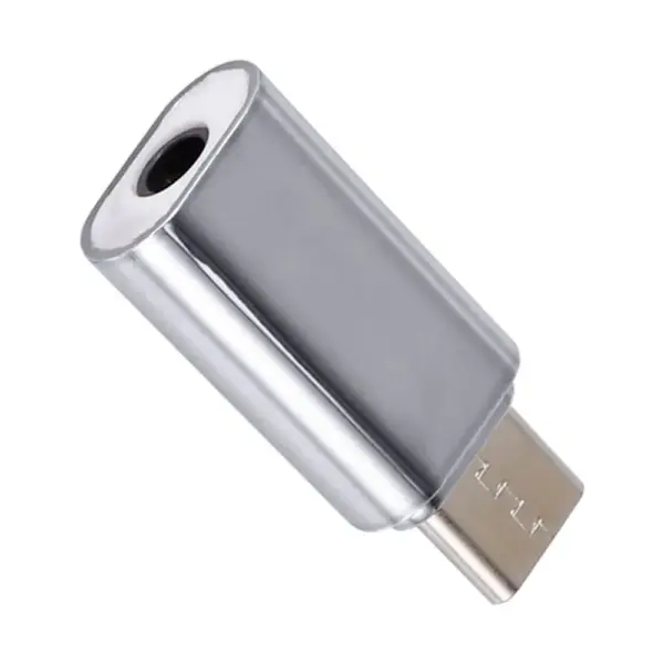 ADAPTADOR USB-C TIPO C 3.1 A JACK HEMBRA 3.5MM HUAWEI XIAOMI COLOR PLATA REF2057 - Imagen 2