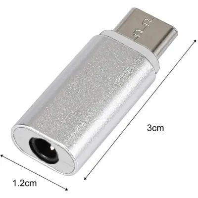ADAPTADOR USB-C TIPO C 3.1 A JACK HEMBRA 3.5MM HUAWEI XIAOMI COLOR PLATA REF2057 - Imagen 3