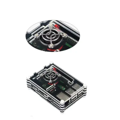 Carcasa Raspberry Pi 3B + / 3B Acrilica 9 capas Negro + Ventilador + Rejilla REF2098 - Imagen 2