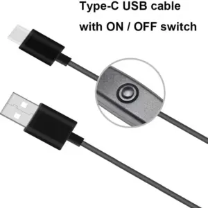Cable de carga USB tipo C  1 m con interruptor de encendido / apagado para teléfono móvil Raspberry Pi 4 5V 3A