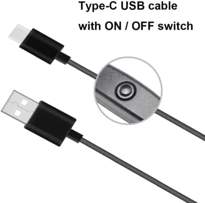 Cable de carga USB tipo C  1 m con interruptor de encendido / apagado para teléfono móvil Raspberry Pi 4 5V 3A - Imagen 2