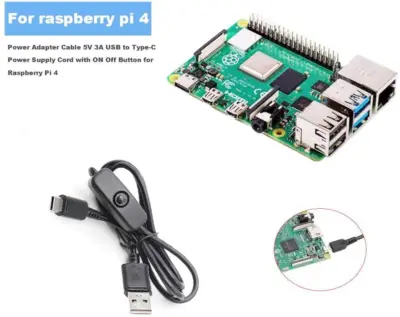 Cable de carga USB tipo C  1 m con interruptor de encendido / apagado para teléfono móvil Raspberry Pi 4 5V 3A - Imagen 4