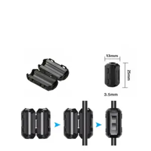 Anillo de ferrita con clip filtro interferencias magneticas