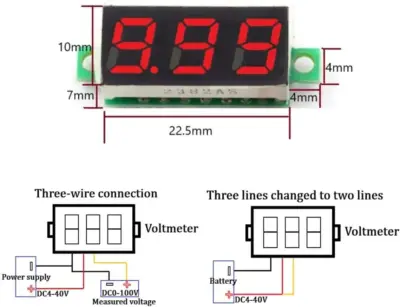 Mini Voltimetro 100v DC 0,36 Pulgadas 3 hilos Amarillo REF2125 - Imagen 3