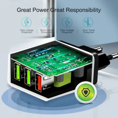 Cargador 3 puertos USB carga rapida 3,0 QC smartphone Samsung Huawei Xiaomi REF2193 - Imagen 2