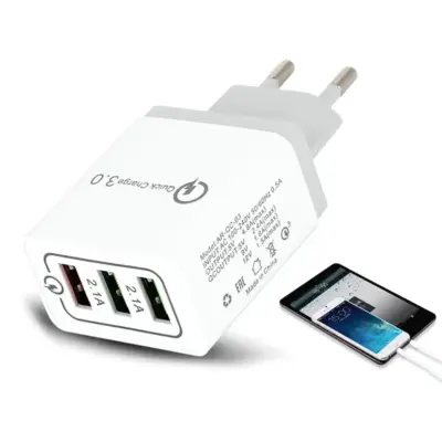 Cargador 3 puertos USB carga rapida 3,0 QC smartphone Samsung Huawei Xiaomi REF2193 - Imagen 4