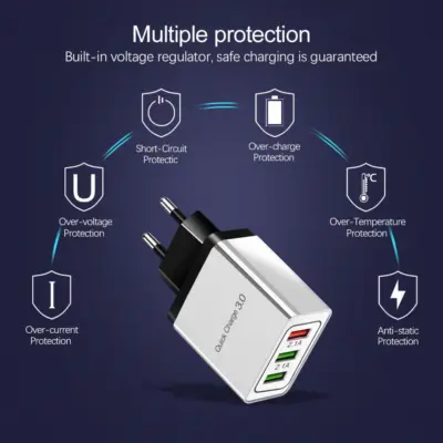 Cargador 3 puertos USB carga rapida 3,0 QC smartphone Samsung Huawei Xiaomi REF2193 - Imagen 5