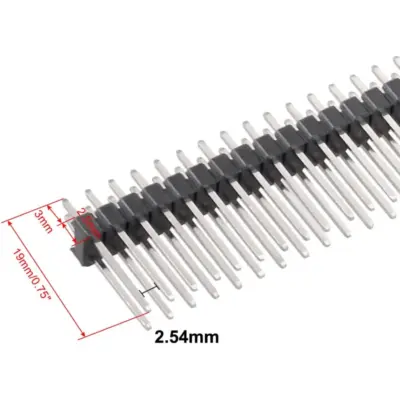 5X TIRA 2x40 PINES 2,54 MM 19 MM LARGO PINES - Imagen 2