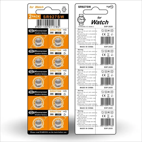 10x Pilas BOTON AG7 LR927 395 SR927 1.55V - Imagen 3