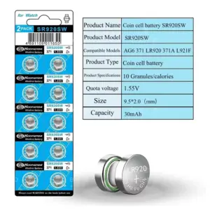 10x Pilas BOTON AG6 LR920 371 SR920 1.55V