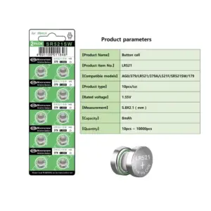 10x Pilas BOTON AG0 LR521 379 SR521 1.55V