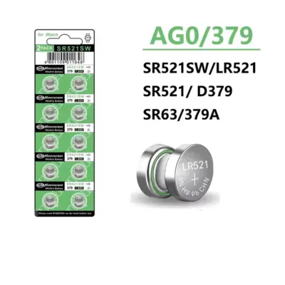 10x Pilas BOTON AG0 LR521 379 SR521 1.55V - Imagen 4