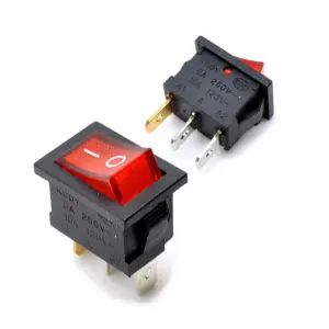 Interruptor ON OFF con luz 220v ROJO rectangular cuadrado SPST 6A 220v
